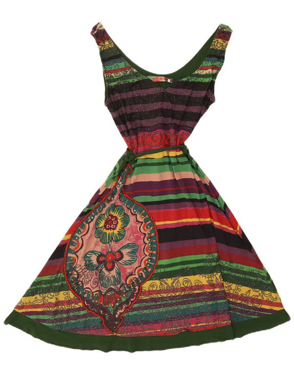 Desigual Womens Sleeveless A-Line Dress UK 14 Large Multicoloured Striped
