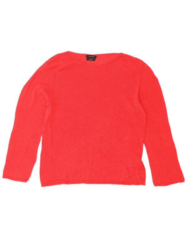 Massimo Dutti Womens Boat Neck Jumper Sweater UK 14 Large Red Linen