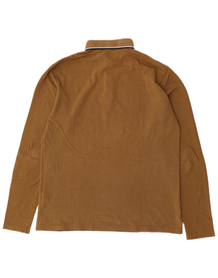 Jack Wills Mens Long Sleeve Polo Shirt Small Khaki Cotton