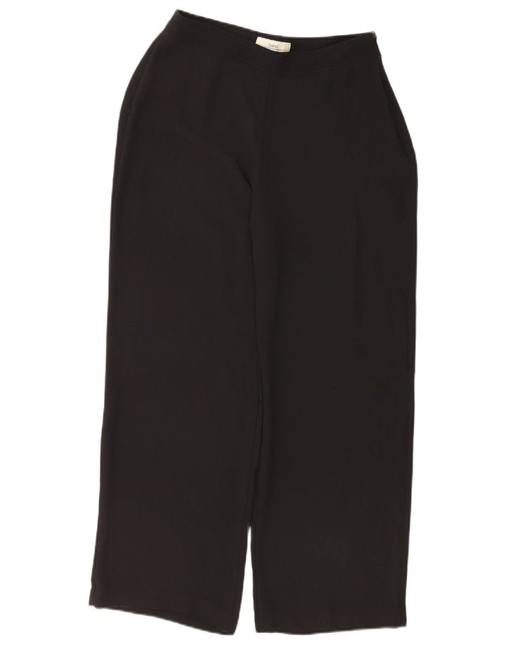 Zara Womens Loose Fit Cropped Trousers EU 40 Medium W30 L26 Black Polyester