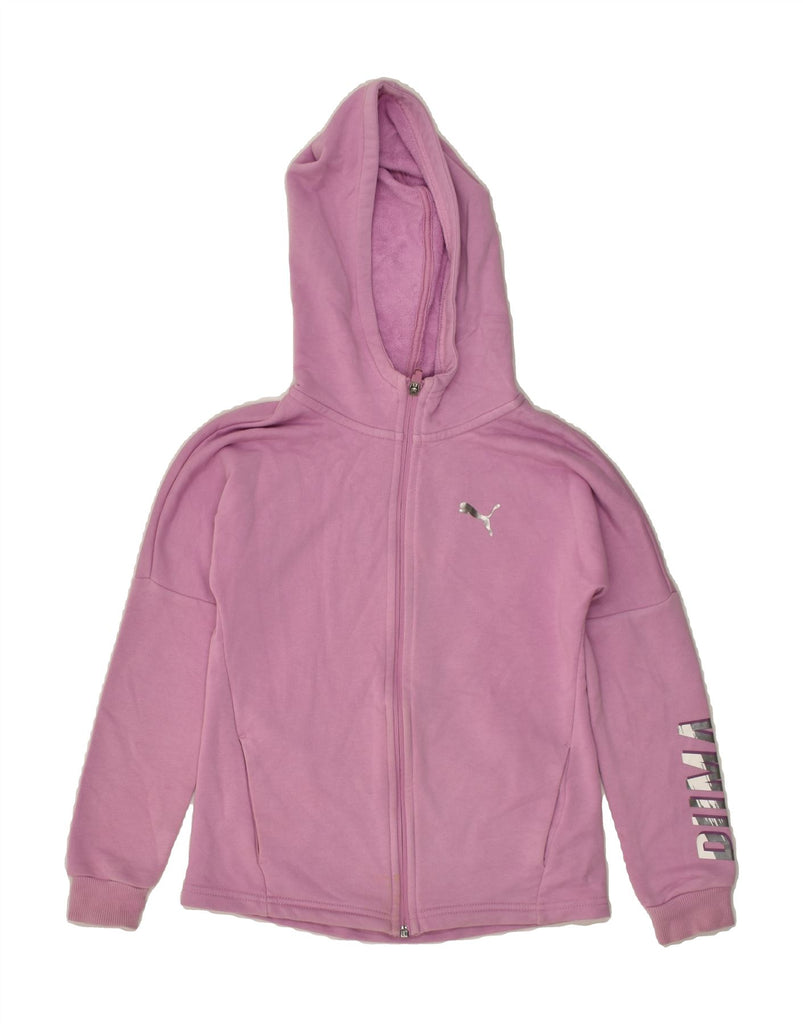 PUMA Girls Graphic Zip Hoodie Sweater 9-10 Years Pink Cotton | Vintage Puma | Thrift | Second-Hand Puma | Used Clothing | Messina Hembry 