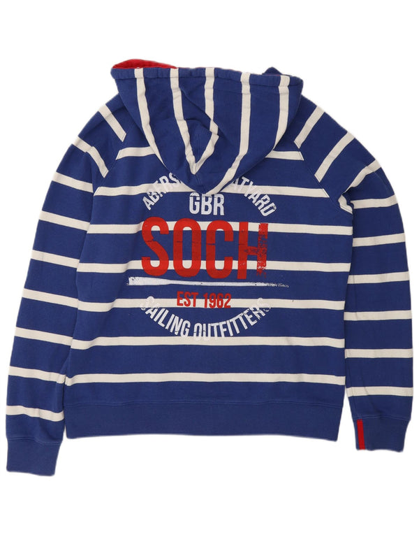 Joules Womens Graphic Regular Fit Hoodie Jumper UK 16 Large Blue Striped