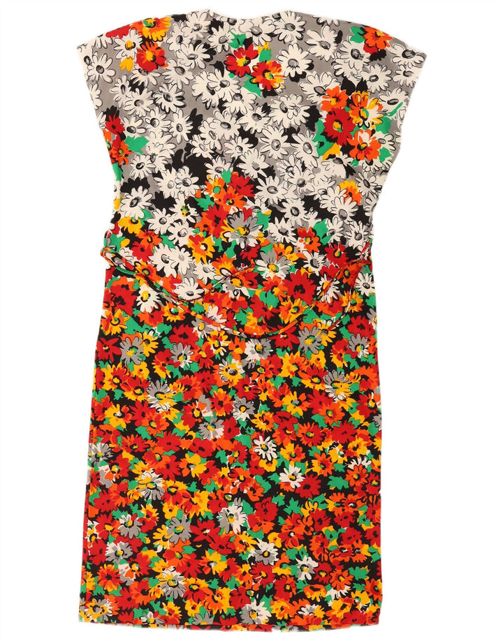 Vintage Womens Sheath Dress UK 14 Large Multicoloured Floral