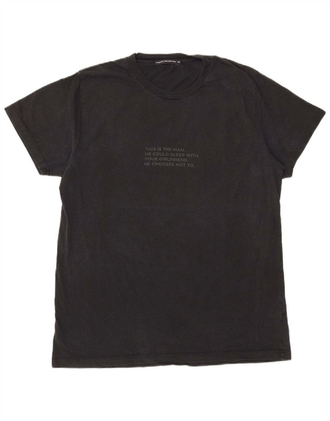 French Connection Mens Graphic T-Shirt Top 2XL Black Cotton