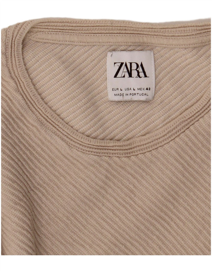 Zara Mens Top Long Sleeve Large Beige