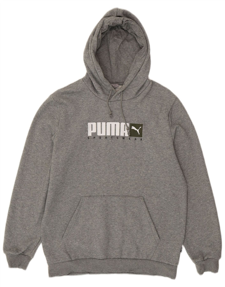 Puma Mens Graphic Hoodie Jumper Medium Grey Flecked Cotton
