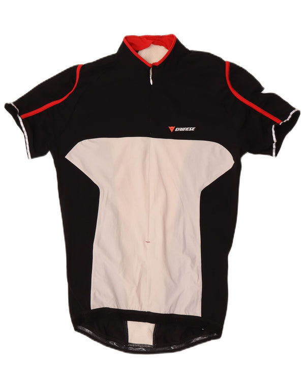 Dainese Mens Short Sleeve Zip Neck Jersey Top Medium Black Colourblock