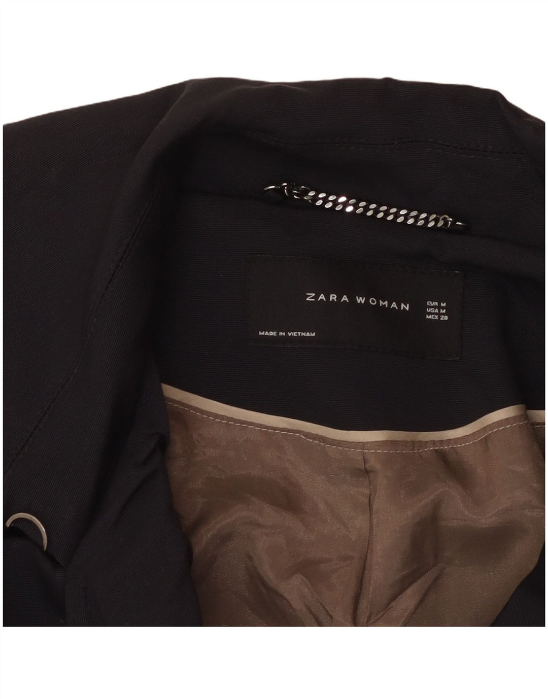 ZARA Womens Pea Coat UK 12 Medium Navy Blue Cotton