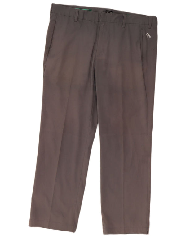Adidas Mens Straight Chino Trousers W38 L29 Grey Polyester