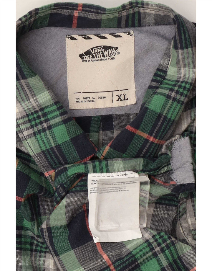 Vans Mens Flannel Shirt XL Green Check Cotton