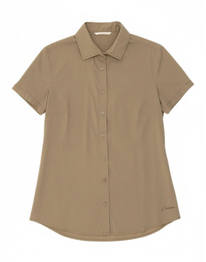 CARRERA Womens Short Sleeve Shirt UK 14 Medium Khaki Cotton Vintage Carrera and Second-Hand Carrera from Messina Hembry 