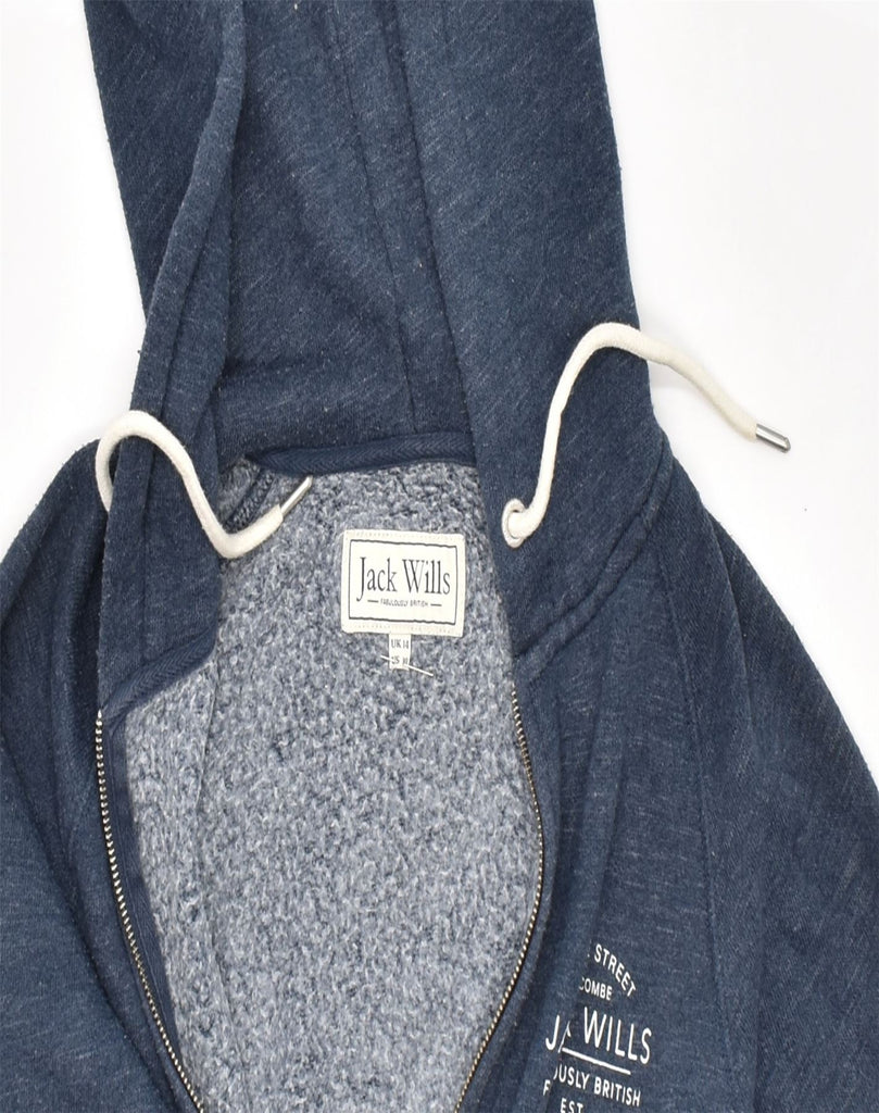 JACK WILLS Womens Zip Hoodie Sweater UK 14 Large Navy Blue Cotton | Vintage | Thrift | Second-Hand | Used Clothing | Messina Hembry 