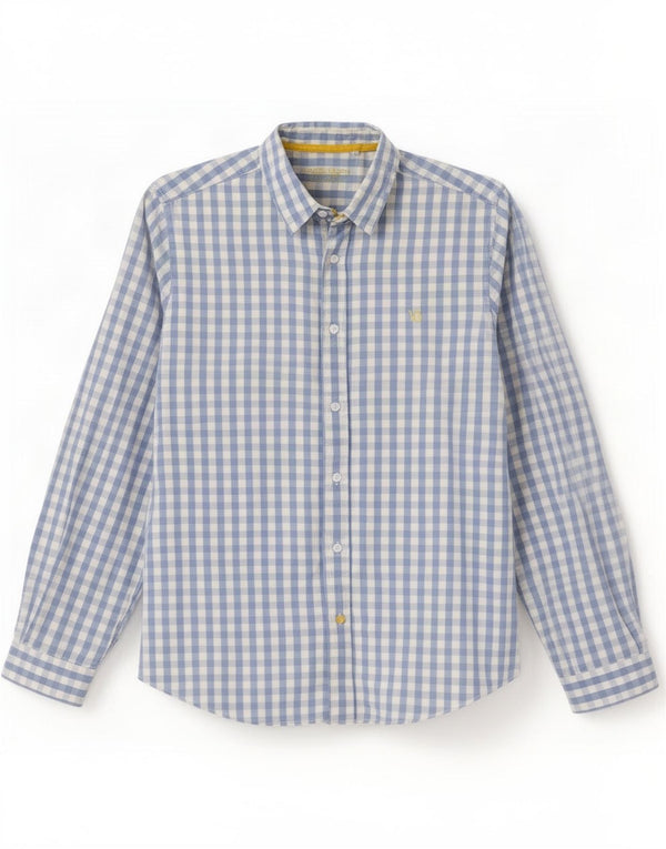 White Stuff Mens Shirt XL Blue Gingham Cotton