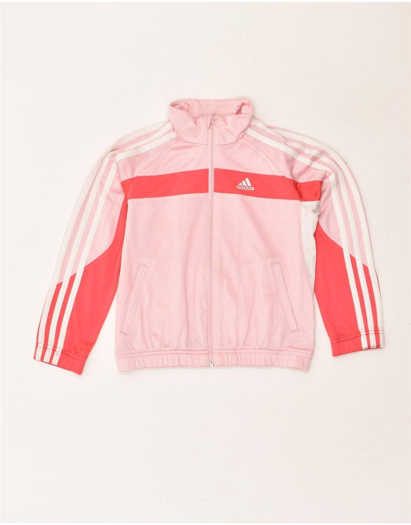 ADIDAS Girls Tracksuit Top Jacket 7-8 Years XS Pink Colourblock Polyester | Vintage Adidas | Thrift | Second-Hand Adidas | Used Clothing | Messina Hembry 