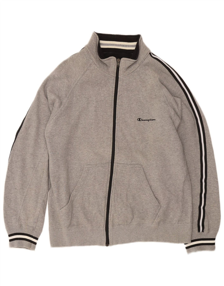Champion Mens Tracksuit Top Jacket Large Grey Flecked Cotton