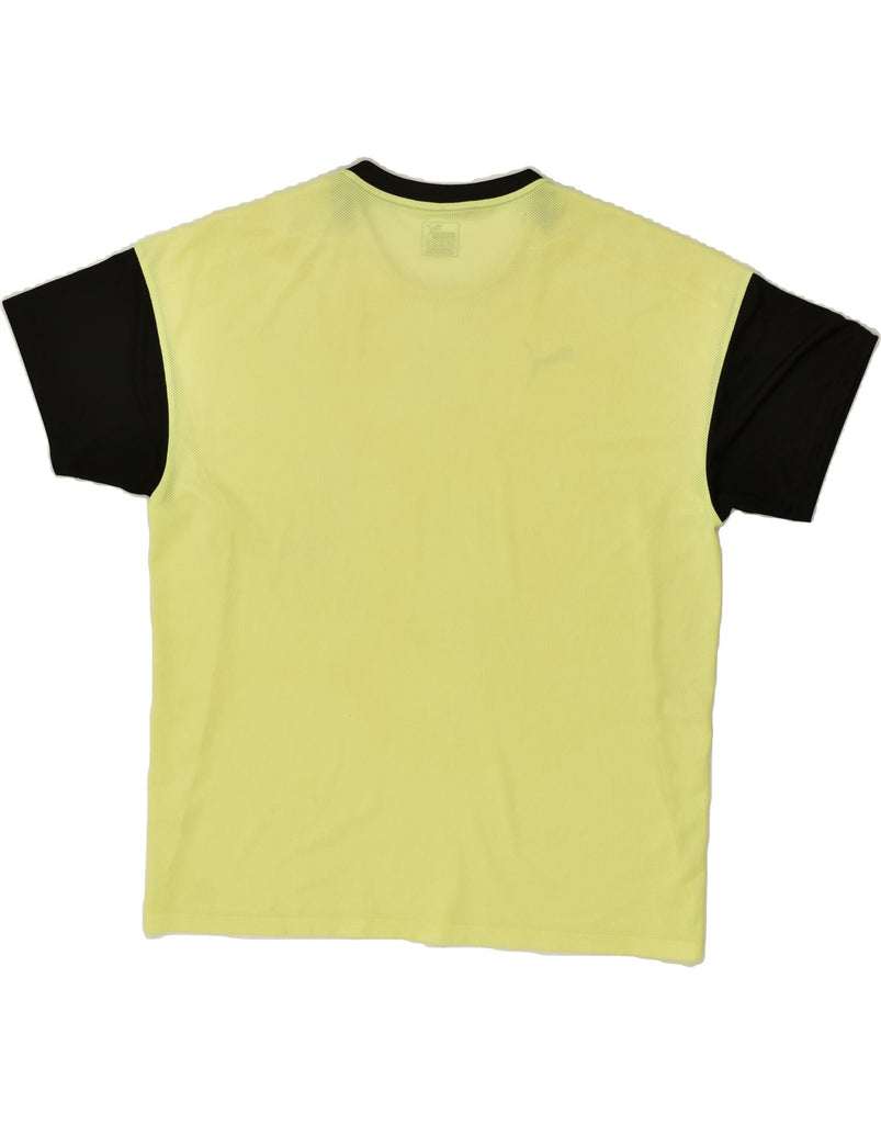 PUMA Mens Graphic T-Shirt Top 2XL Yellow Colourblock | Vintage Puma | Thrift | Second-Hand Puma | Used Clothing | Messina Hembry 