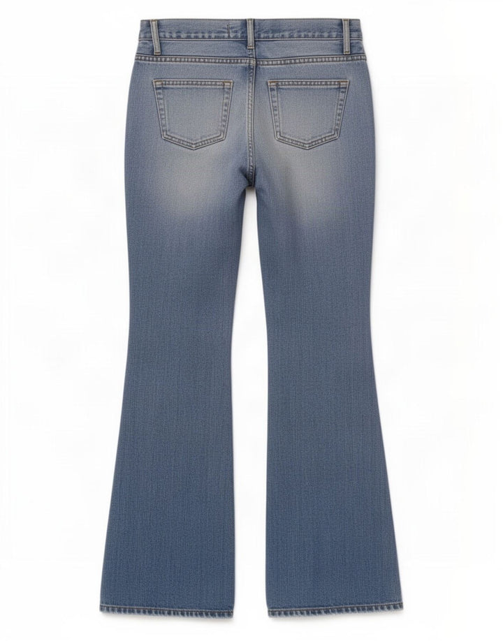 Benetton Womens Flared Jeans IT 40 Small W30 L32 Blue Cotton