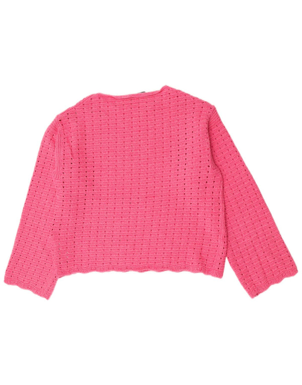 Marks & Spencer Womens Crop Boat Neck Jumper Sweater UK 14 Medium Pink