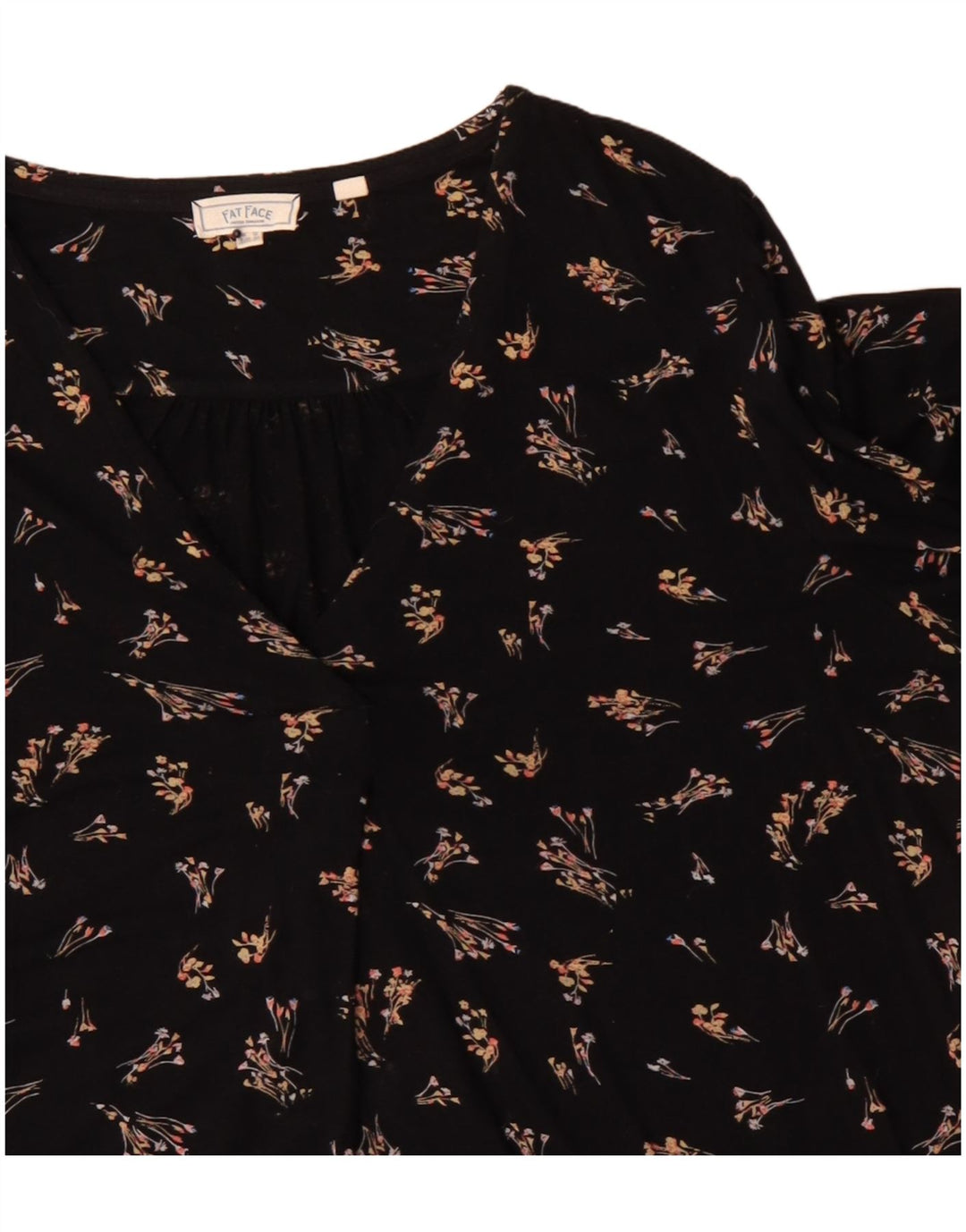 Fat Face Womens Long Sleeve Oversized Blouse Top UK 12 Medium Black Floral