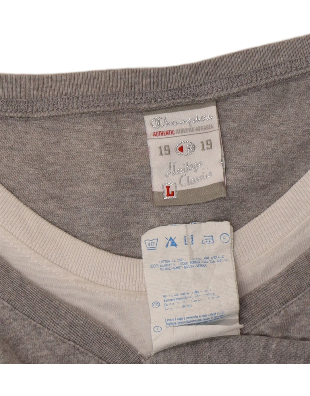 CHAMPION Womens Heritage Classics Graphic T-Shirt Top UK 14 Large Grey Vintage Champion and Second-Hand Champion from Messina Hembry 