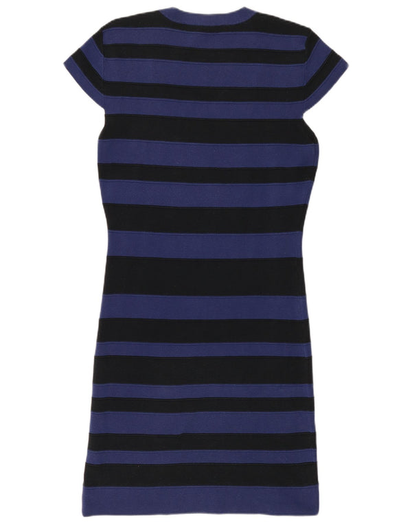 French Connection Womens Jumper Dress UK 14 Large Navy Blue Striped