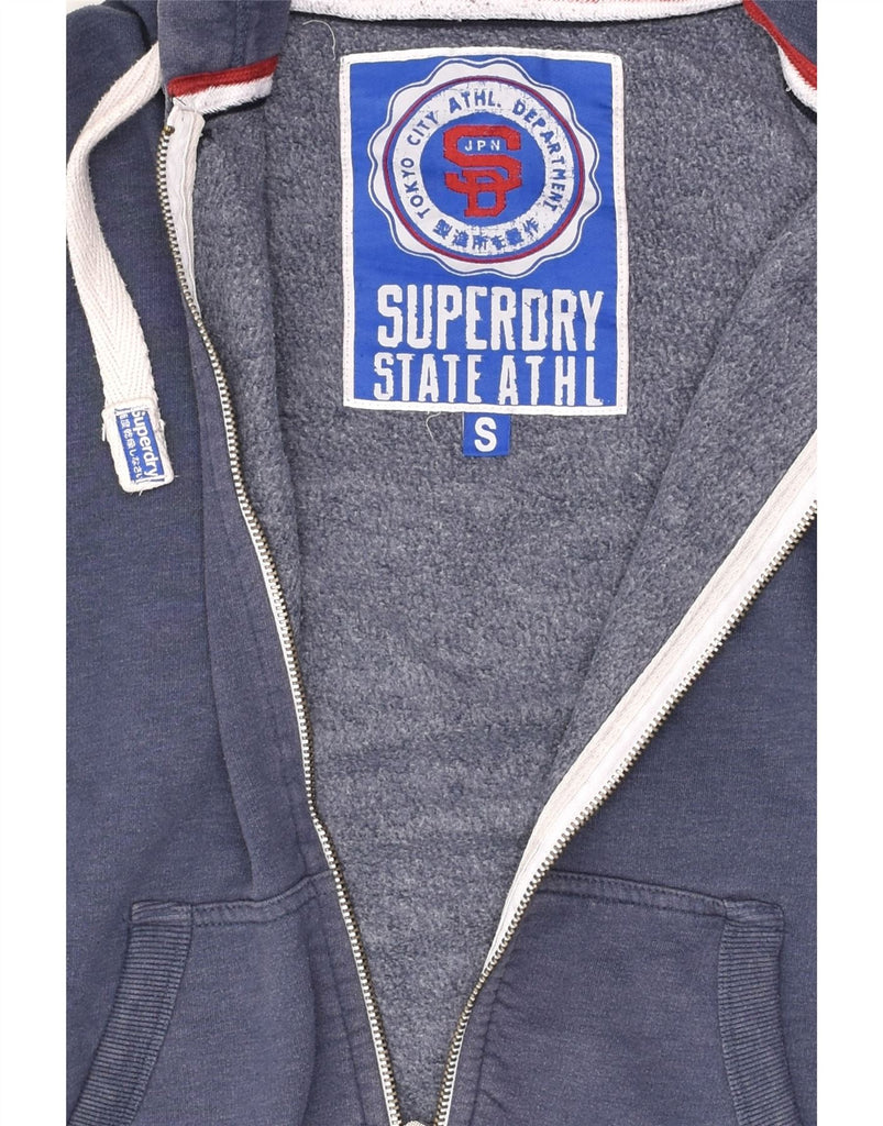 SUPERDRY Mens Graphic Zip Hoodie Sweater Small Navy Blue Cotton | Vintage Superdry | Thrift | Second-Hand Superdry | Used Clothing | Messina Hembry 