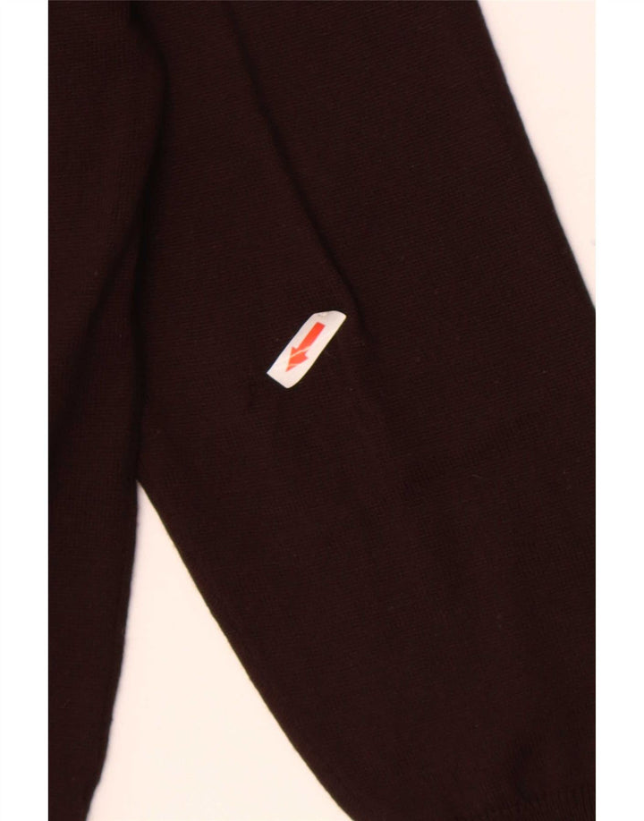 Vintage Mens V-Neck Jumper Sweater IT 48 Medium Brown Argyle/Diamond