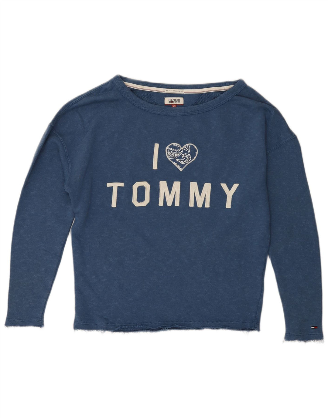 Tommy Hilfiger Womens Graphic Oversized Sweatshirt Jumper UK 6 XS Blue