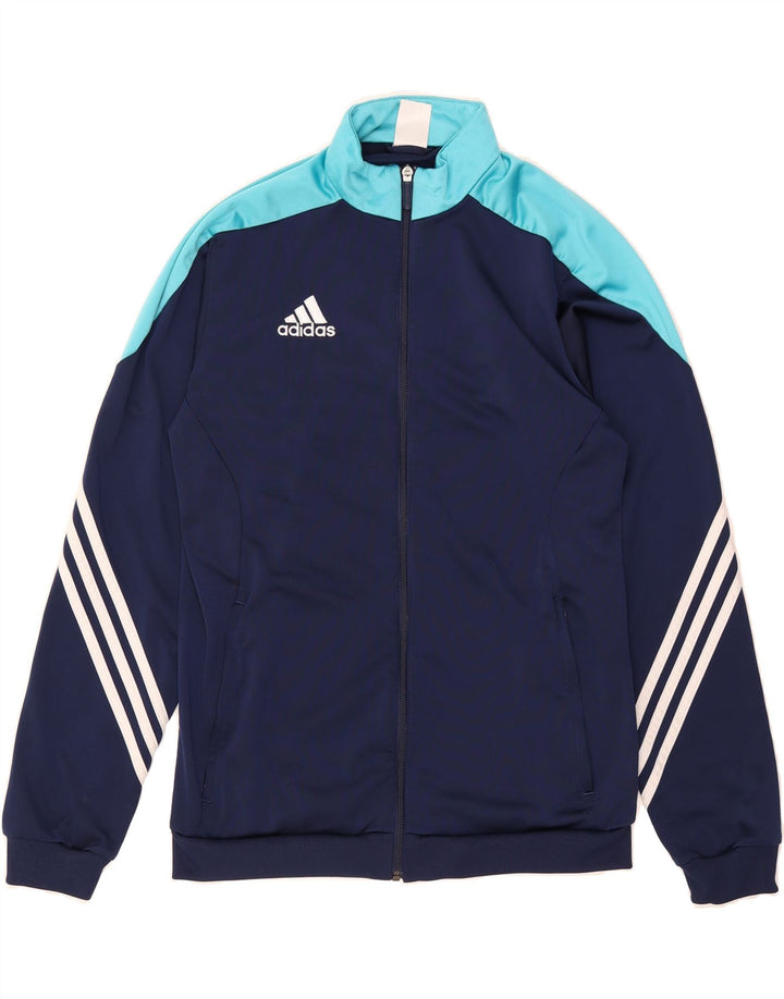 ADIDAS Mens Tracksuit Top Jacket Medium Navy Blue Colourblock Polyester Vintage Adidas and Second-Hand Adidas from Messina Hembry 