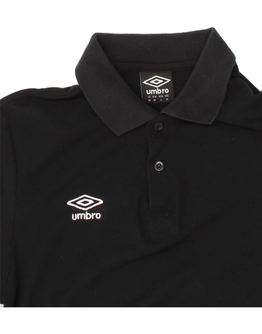 UMBRO Mens Polo Shirt Medium Black Cotton Vintage Umbro and Second-Hand Umbro from Messina Hembry 
