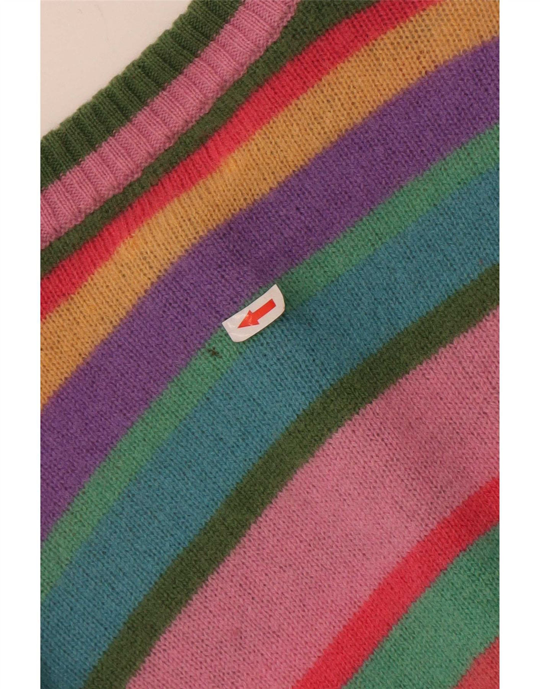 Benetton Womens Cardigan Sweater UK 10 Small Multicoloured Striped Wool