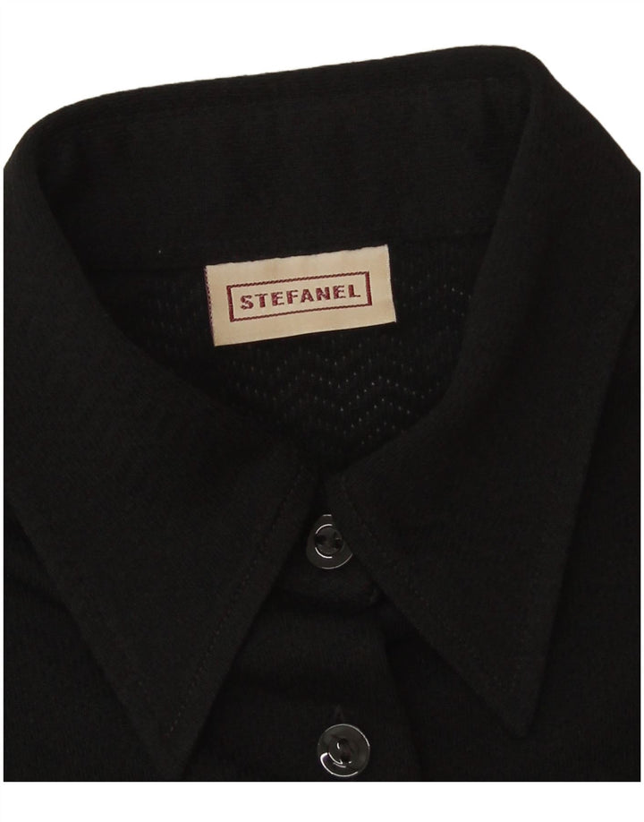 Stefanel Womens Shirt Blouse UK 10 Small Black Polyester