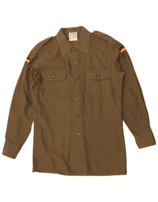 Vintage Mens Military Shirt Size 39/40 Medium Khaki Polyester
