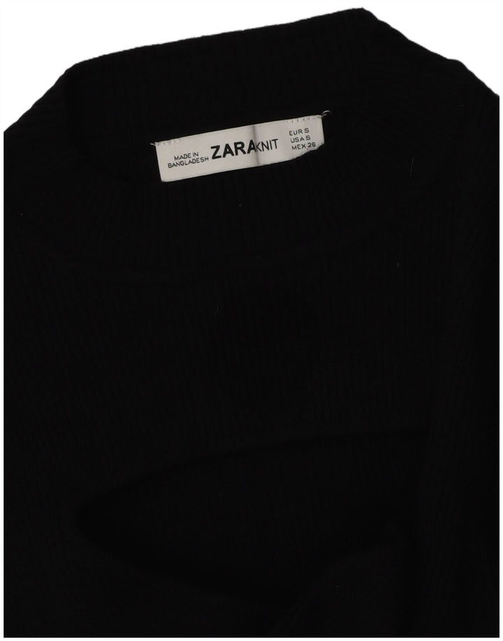 Zara Womens Crew Neck Jumper Sweater UK 10 Small Black