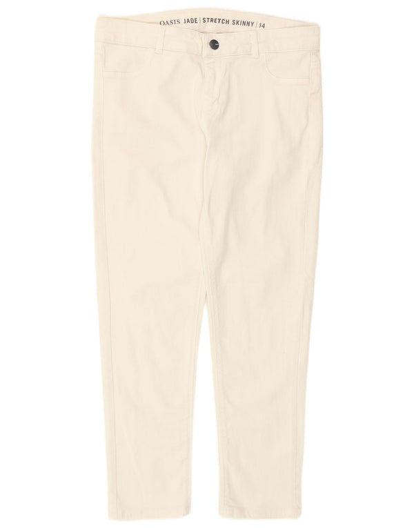 Oasis Womens Jade Crop Skinny Jeans UK 14 Medium W32 L25 White Cotton