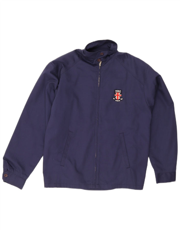 Merc Mens Bomber Jacket UK 38 Medium Navy Blue Polyester
