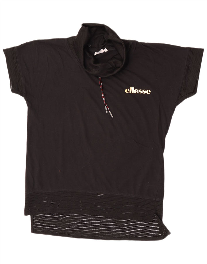 Ellesse Womens Graphic T-Shirt Top UK 14 Medium Black Cotton