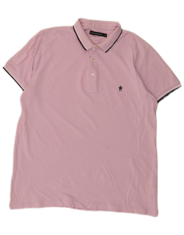French Connection Mens Regular Fit Polo Shirt Medium Pink Cotton
