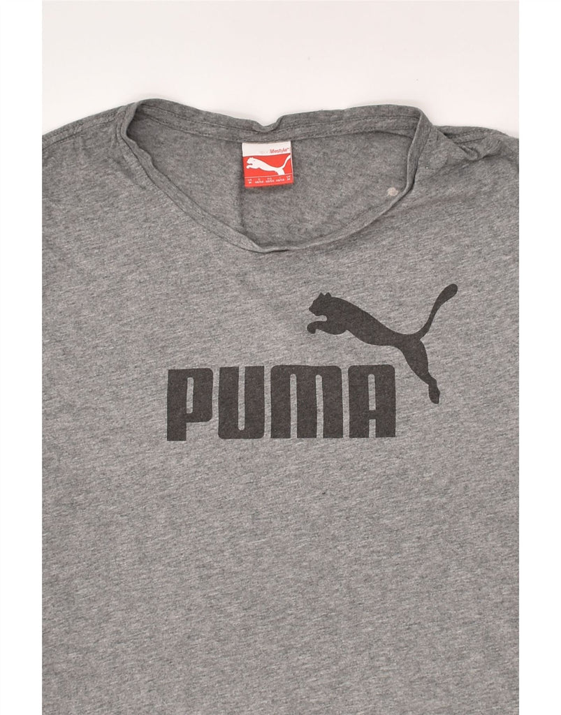 PUMA Mens Graphic T-Shirt Top Medium Grey Cotton | Vintage Puma | Thrift | Second-Hand Puma | Used Clothing | Messina Hembry 