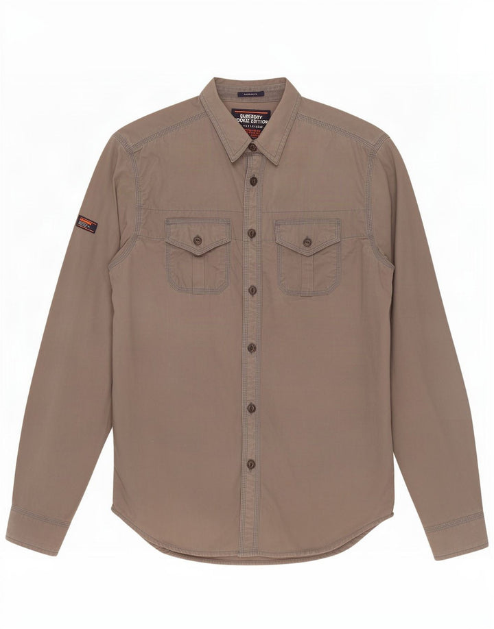 Superdry Mens Regular Fit Shirt Medium Grey Cotton