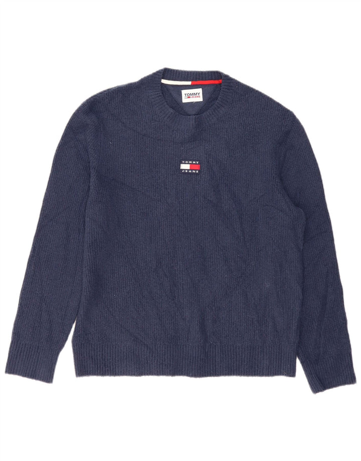 Tommy Hilfiger Mens Crew Neck Jumper Sweater Large Navy Blue Polyester