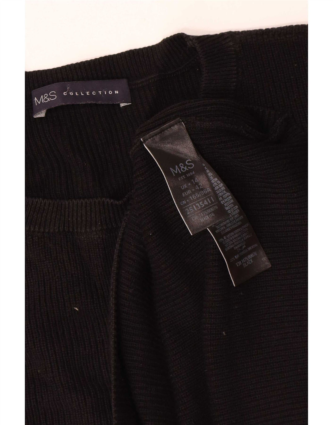 Marks & Spencer Womens Crew Neck Jumper Sweater UK 14 Large Black