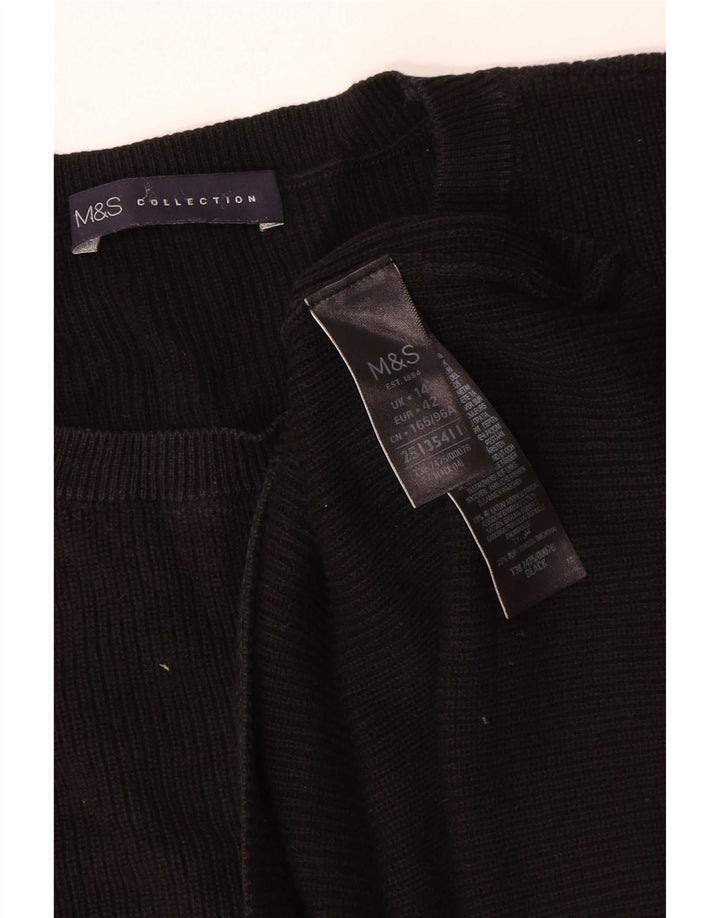 Marks & Spencer Womens Crew Neck Jumper Sweater UK 14 Large Black
