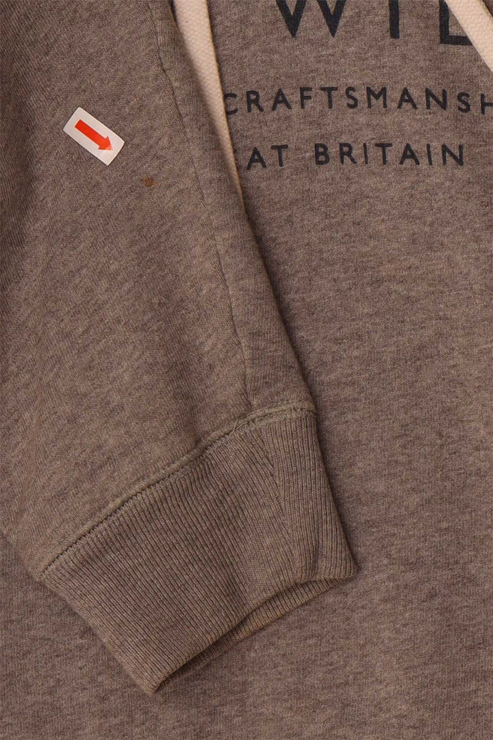 JACK WILLS Mens Graphic Hoodie Jumper Small Grey Cotton