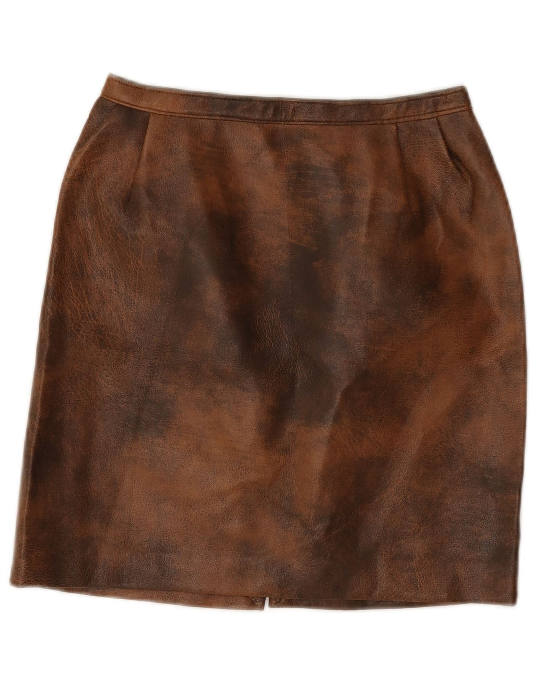 VINTAGE Womens Mini Leather Skirt W24 XS Brown