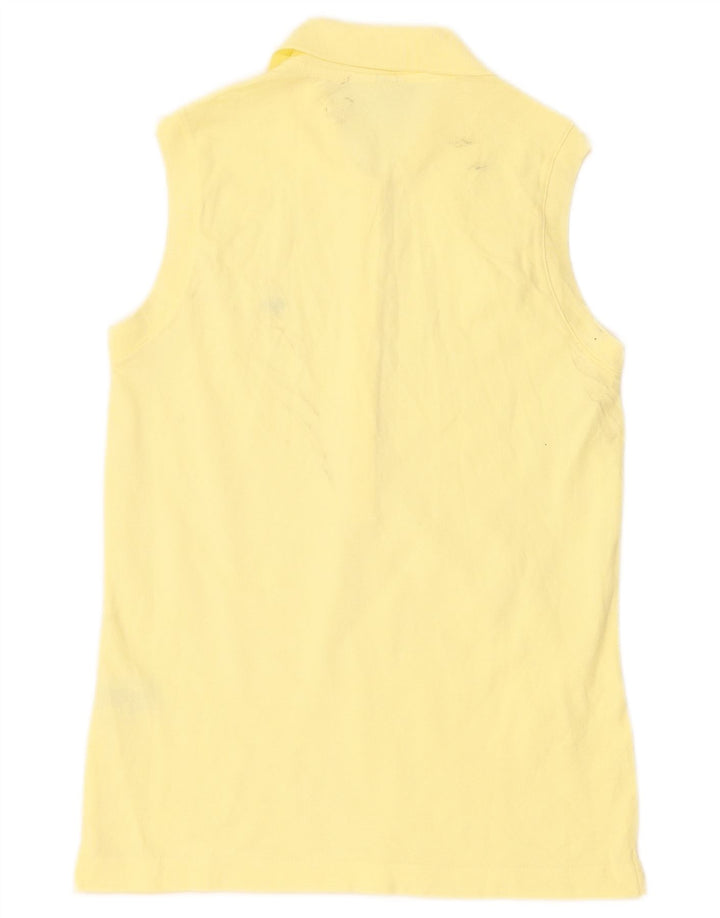 Lacoste Womens Sleeveless Polo Shirt Size 40 Medium Yellow Cotton