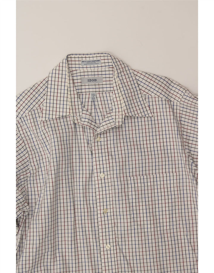 IZOD Mens Shirt Size 16 Large White Check Cotton Vintage Izod and Second-Hand Izod from Messina Hembry 