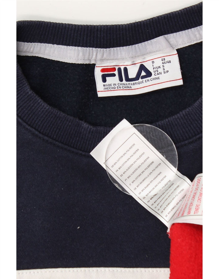 Fila Mens Graphic Sweatshirt Jumper Small Multicoloured Colourblock Cotton