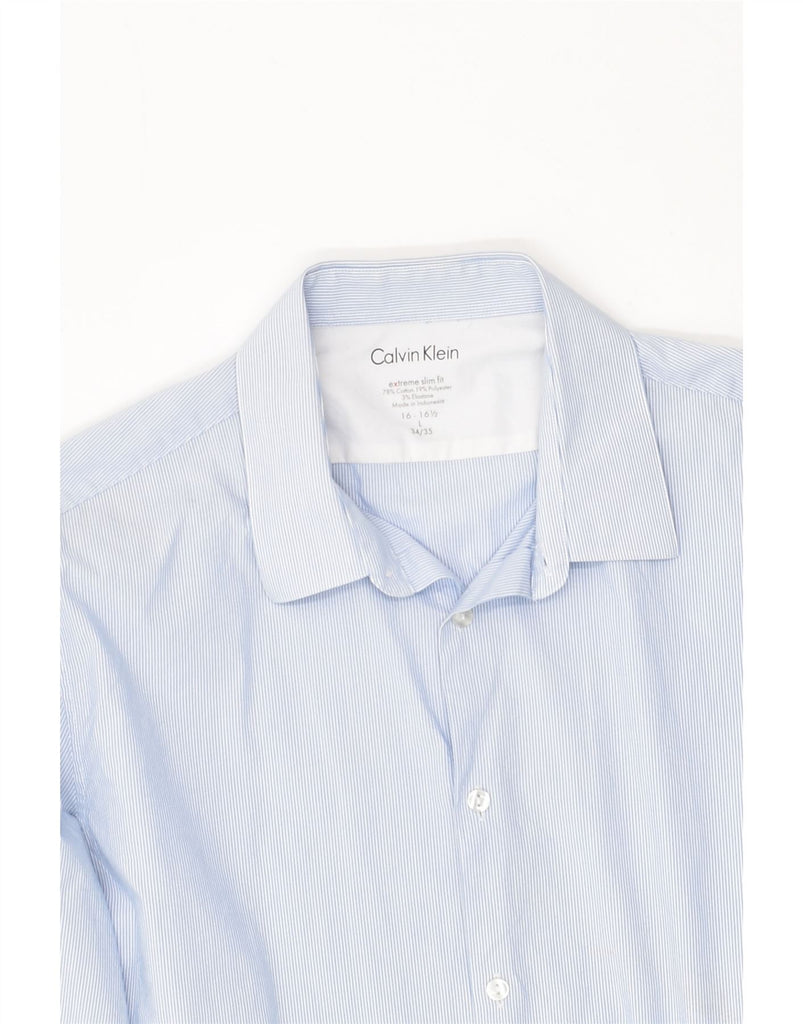 CALVIN KLEIN Mens Extreme Slim Fit Shirt Size 16 -16 1/2  Large Blue | Vintage Calvin Klein | Thrift | Second-Hand Calvin Klein | Used Clothing | Messina Hembry 