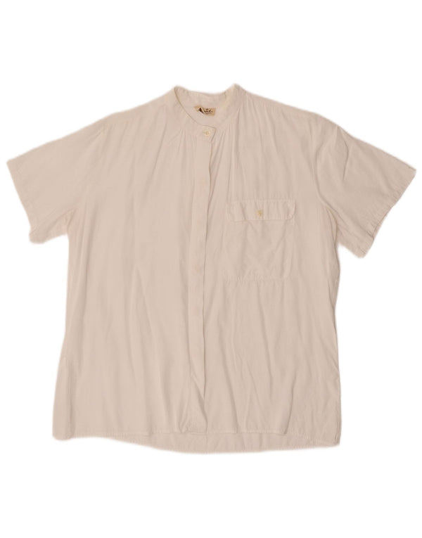 Vintage Womens Short Sleeve Shirt Blouse IT 48 XL White Viscose